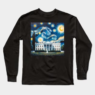 White House Washington D.C.  Starry Night - Beautiful Iconic Places Long Sleeve T-Shirt